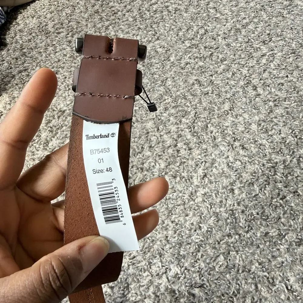 Timberland Men's Leather Belt Brown Size 48 NEW